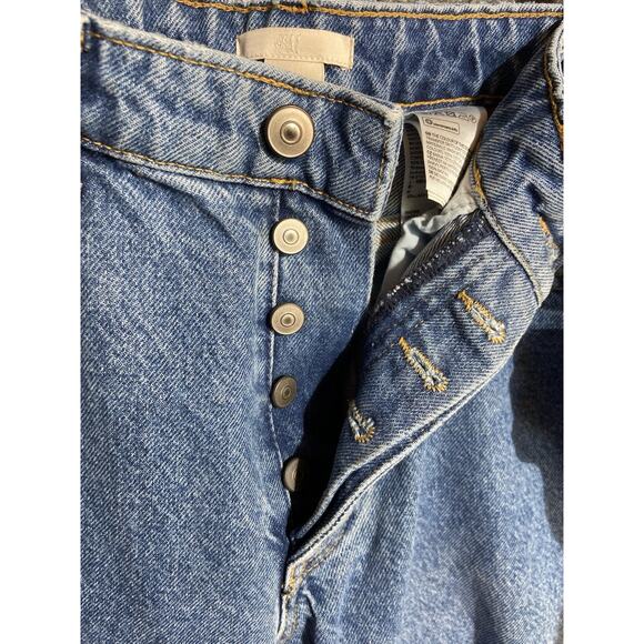 H&M & Denim Jeans Women Sz 6 High Rise Straight Leg Distressed Light Wash Pants - Picture 6 of 8